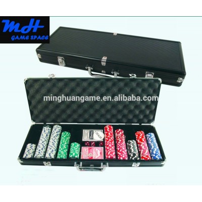 500pcs black alu case dice poker chip set/Casino Style Poker Chip Set