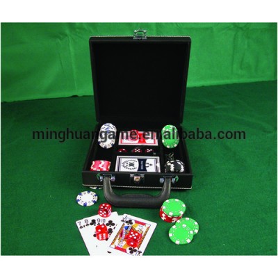 100pcs dice poker chip set/Casino Style Poker Chip Set in leather case