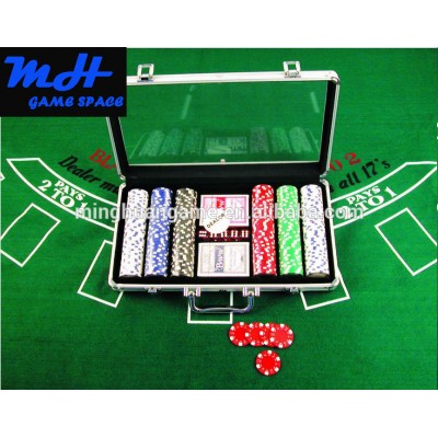 300pcs 11.5g Sticker Poker Chip Set with transparent Aluminum case