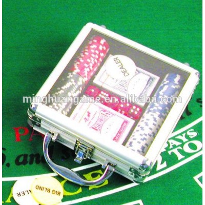 100pcs 11.5g Dice Poker Chip Set with transparent Aluminum case